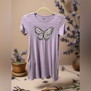 Rumi + Ryder Purple Stripe Sequin Butterfly Dress | Girls M (8–10)
